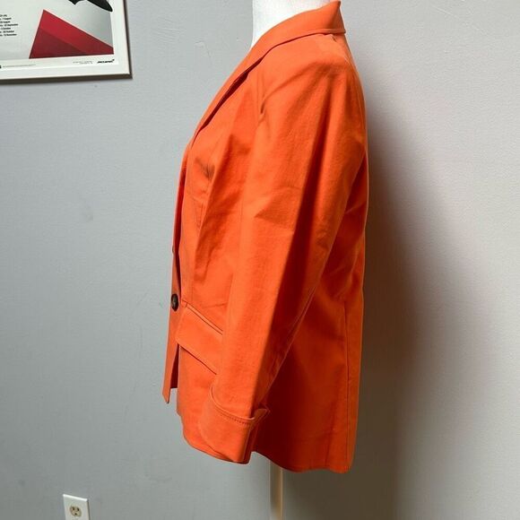 Lafayette 148 New York Orange unlined button up blazer jacket size 12 - Picture 2 of 9